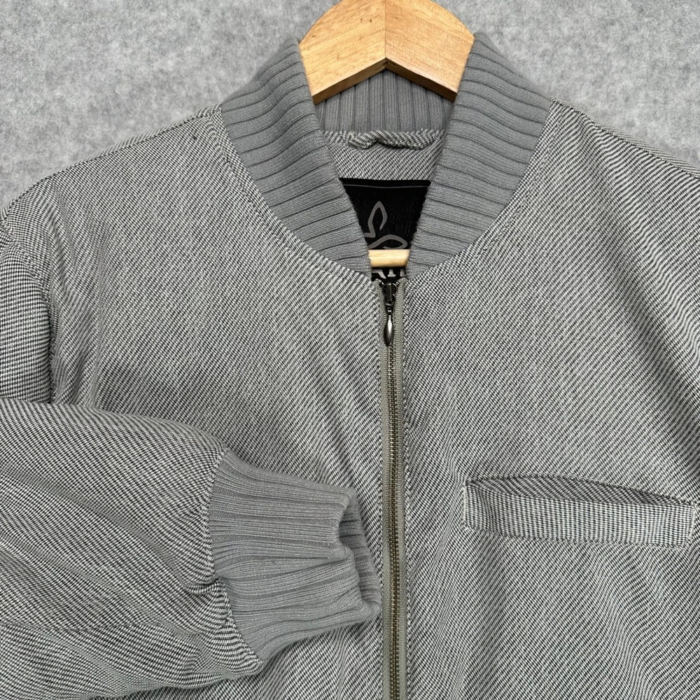 Prana Womens M Showdown Bomber Jacket Stone Full Zip Down Puffer Ribbed Collar‎